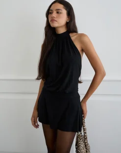 Vaklina Mini Dress in Rayon Jersey Black