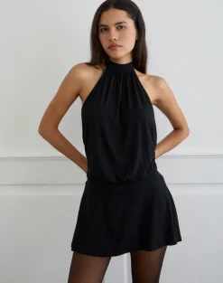 Vaklina Mini Dress in Rayon Jersey Black