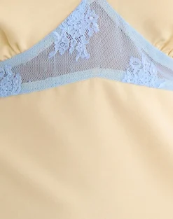 Valeska Lace Insert Top in Satin Lemon