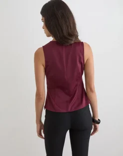 Valeska Lace Insert Top in Satin Zinfandel