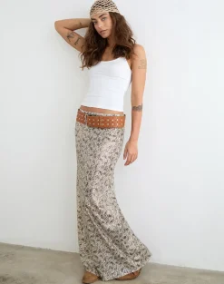 Vanessa Maxi Skirt in Paisley Sequin Gold