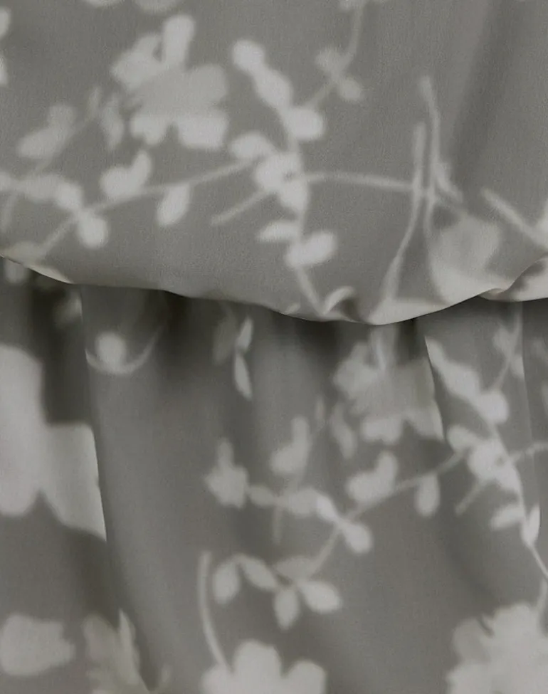 Veloria Halterneck Mini Dress in Blurred Floral Grey