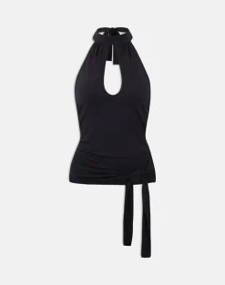 Verbina Keyhole Top in Jersey Black