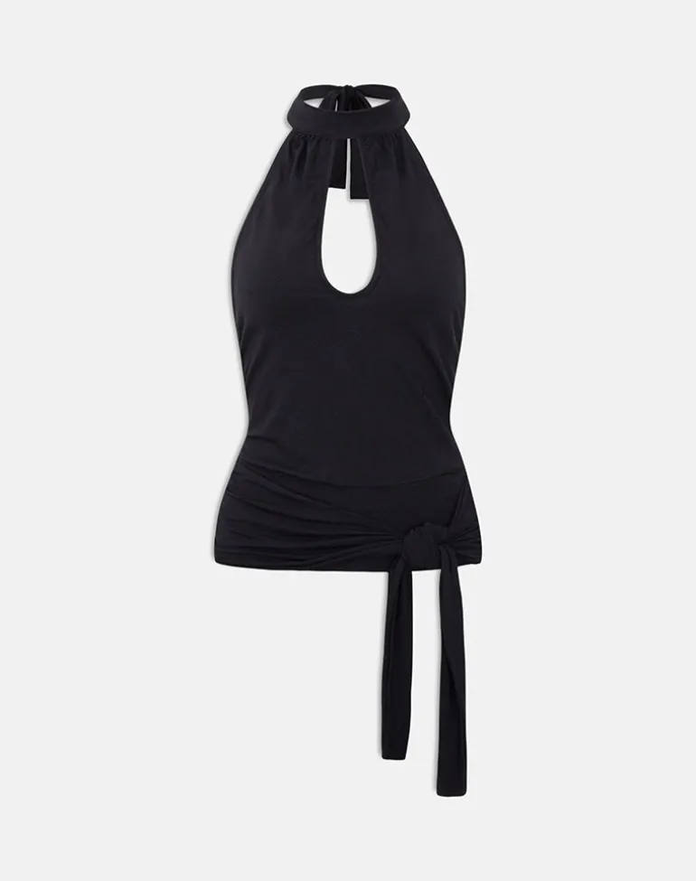 Verbina Keyhole Top in Jersey Black