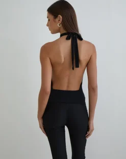 Verbina Keyhole Top in Jersey Black