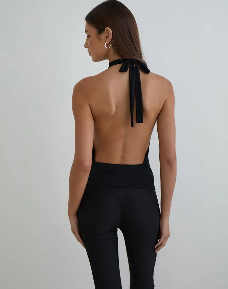 Verbina Keyhole Top in Jersey Black