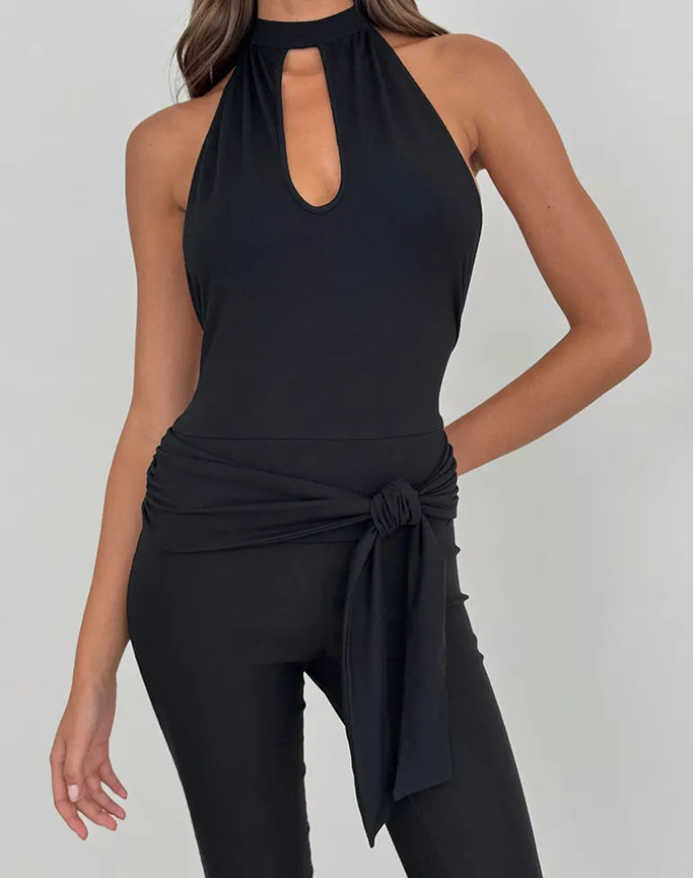 Verbina Keyhole Top in Jersey Black