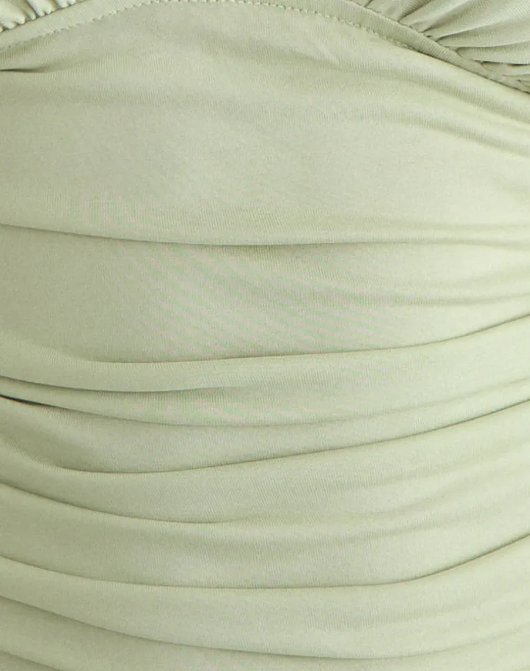 Vernia Plunge Batwing Top in Cupro Pistachio