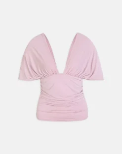 Vernia Plunge Batwing Top in Cupro Pink