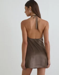Veslina Mini Dress in Watercolour Warm Grey