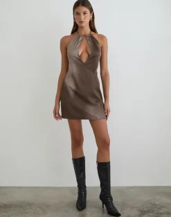 Veslina Mini Dress in Watercolour Warm Grey