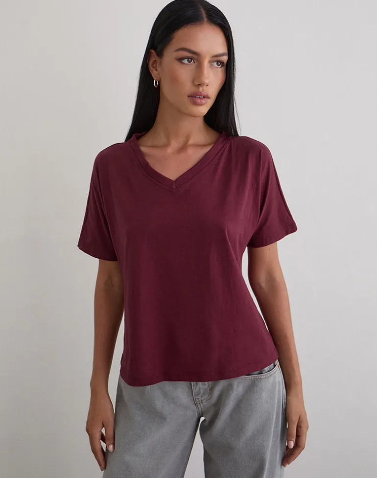 Viman Top in Jersey Maroon