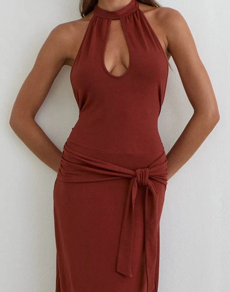 Viorela Maxi Dress in Jersey Fired Brick