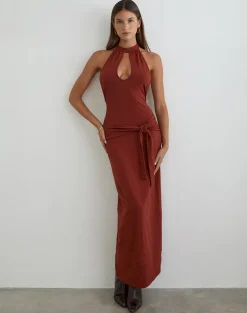Viorela Maxi Dress in Jersey Fired Brick
