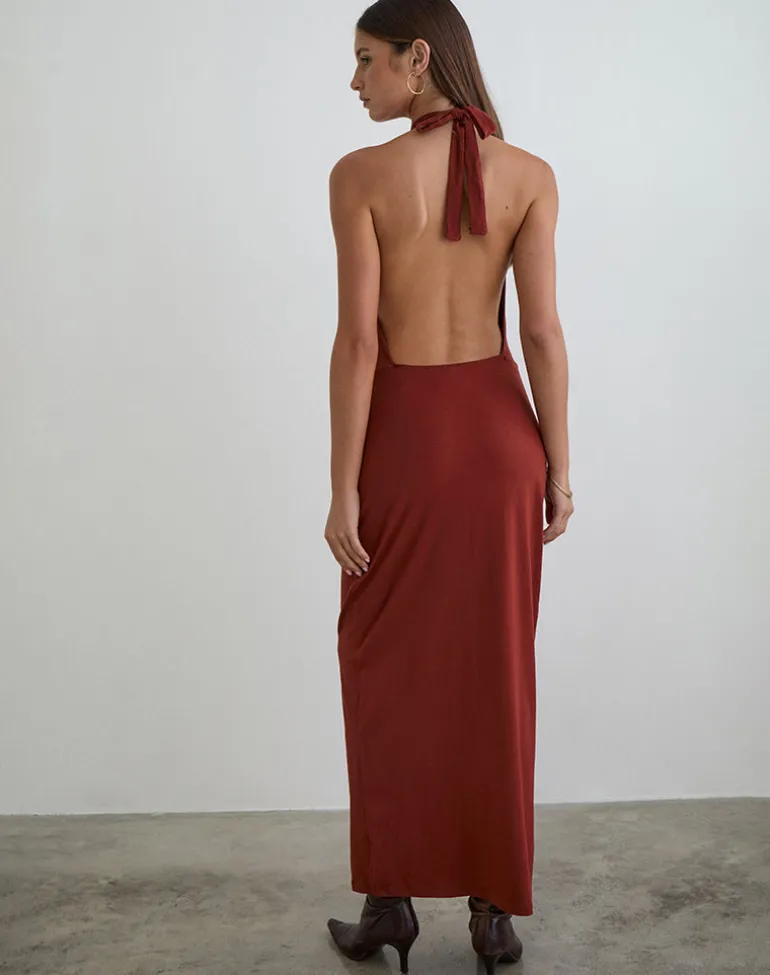 Viorela Maxi Dress in Jersey Fired Brick