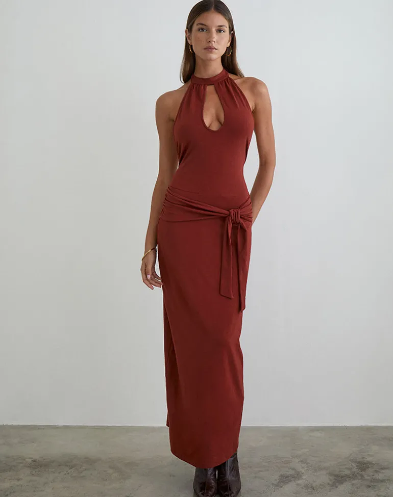 Viorela Maxi Dress in Jersey Fired Brick