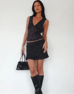 Vishata Top in Black Sequin Lace