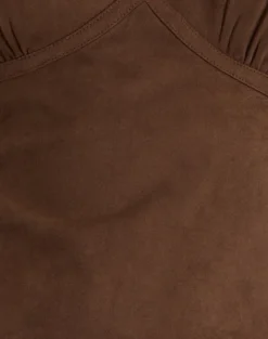 Vishata Top in Faux Suede Brown