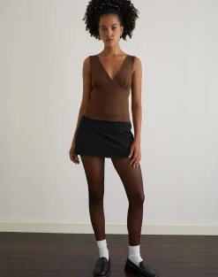 Vishata Top in Faux Suede Brown