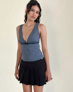 Vishata Top in Mini Gingham Dark Blue