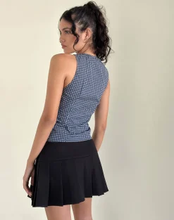 Vishata Top in Mini Gingham Dark Blue