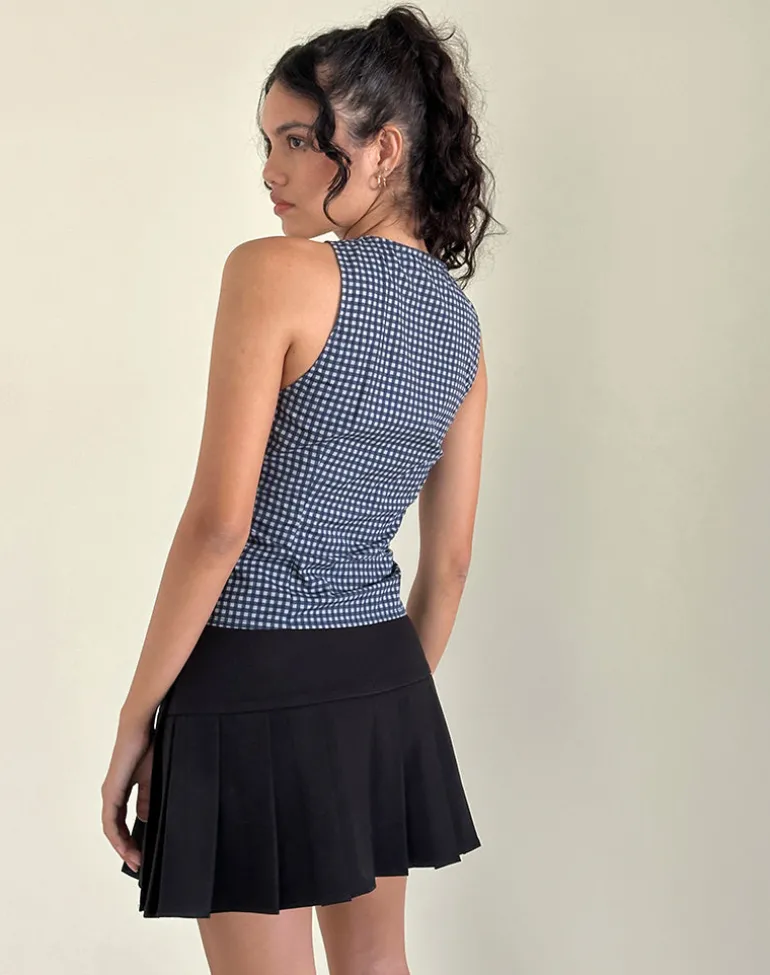 Vishata Top in Mini Gingham Dark Blue