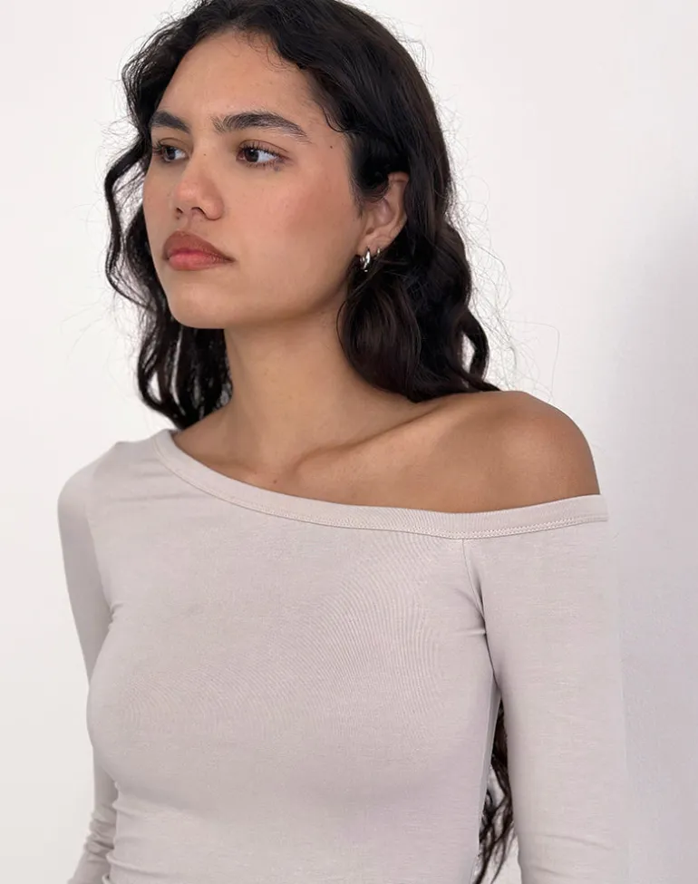 Wakana Asymmetric Long Sleeve Top in Cannoli Cream