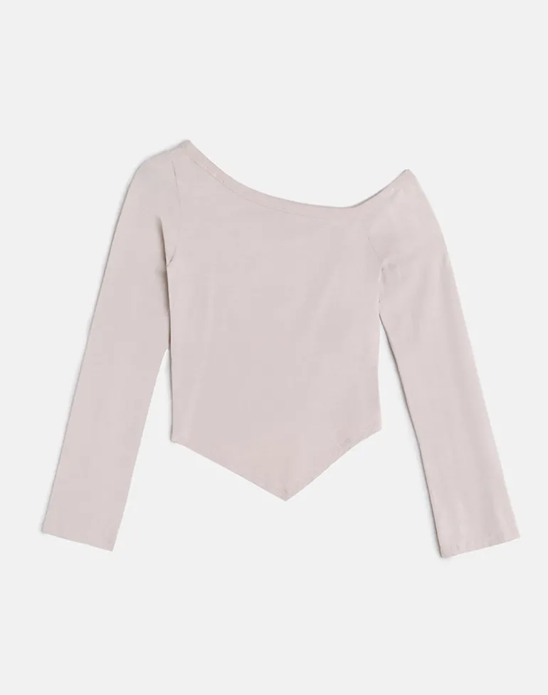 Wakana Asymmetric Long Sleeve Top in Cannoli Cream