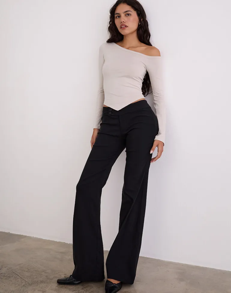 Wakana Asymmetric Long Sleeve Top in Cannoli Cream