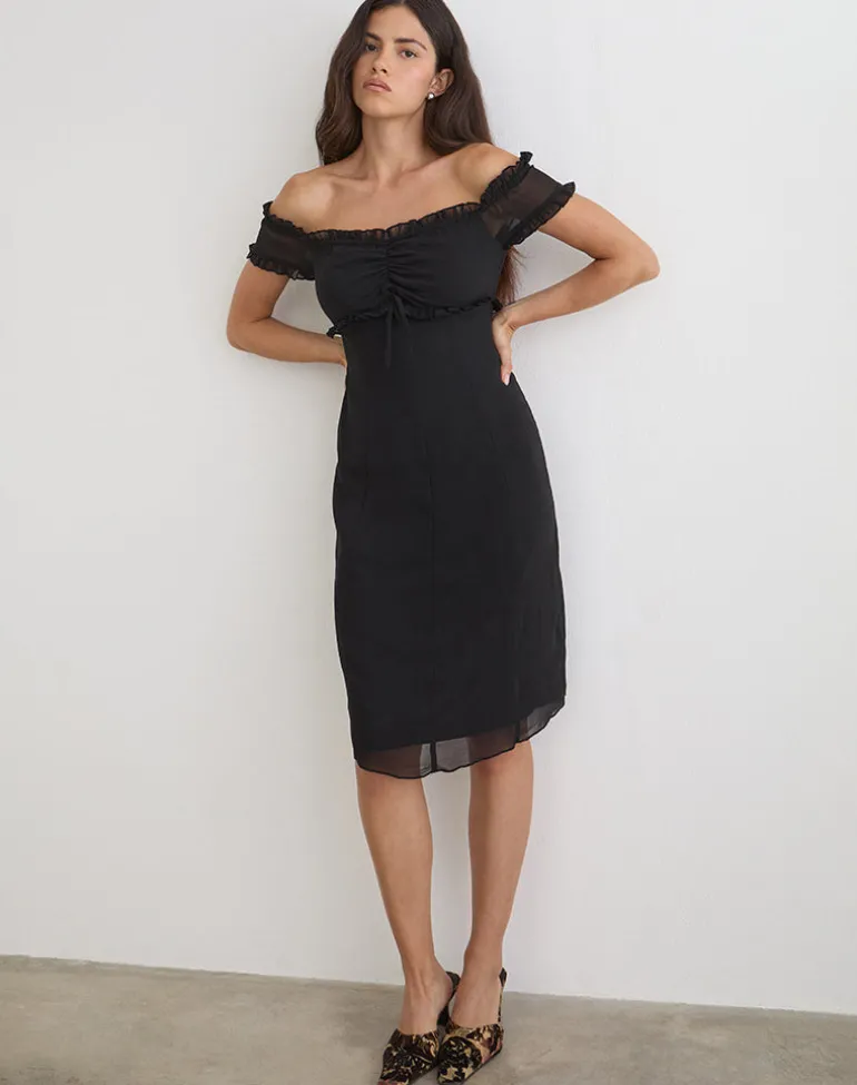 Watimu Midi Dress in Chiffon Black