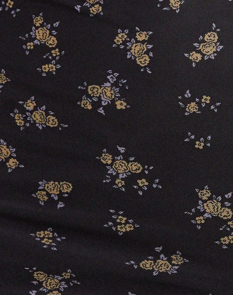 Wilem Long Sleeve Dress in Femme Floral Black and Gold