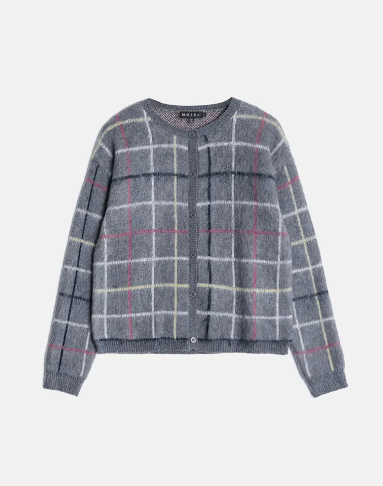 Wisola Cardigan in Knit Country Check Grey