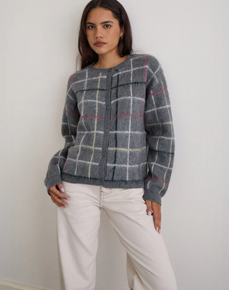 Wisola Cardigan in Knit Country Check Grey