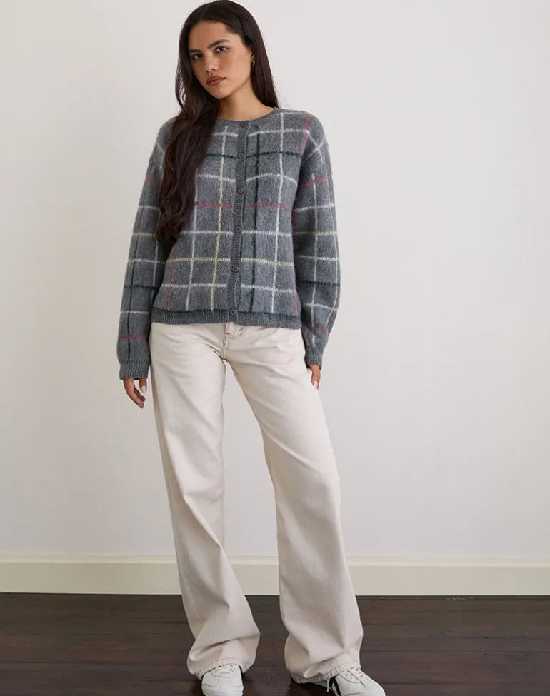 Wisola Cardigan in Knit Country Check Grey