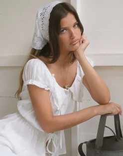 Wujala Bardot Tie Waist Top in Rayon White