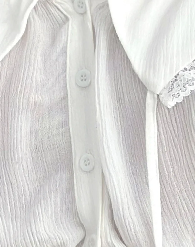 Wujala Bardot Tie Waist Top in Rayon White