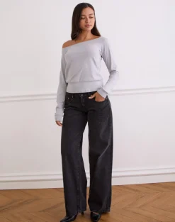 Yacin Slouchy Top in Silver