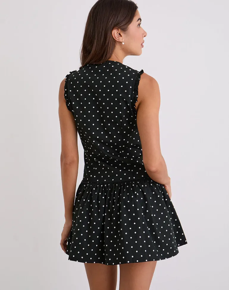 Yadara Mini Dress in Polka Black