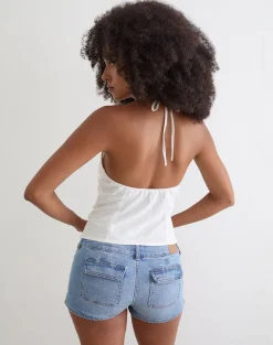 Yadele Button Up Keyhole Top in Ivory