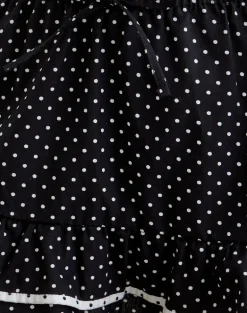 Yaisu Mini Skirt in Black and White Combination with Micro Polka Print