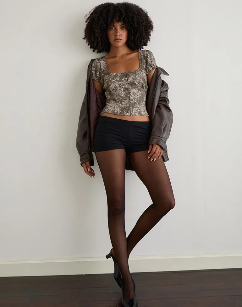 Yakova Blouse in Woven Floral Green