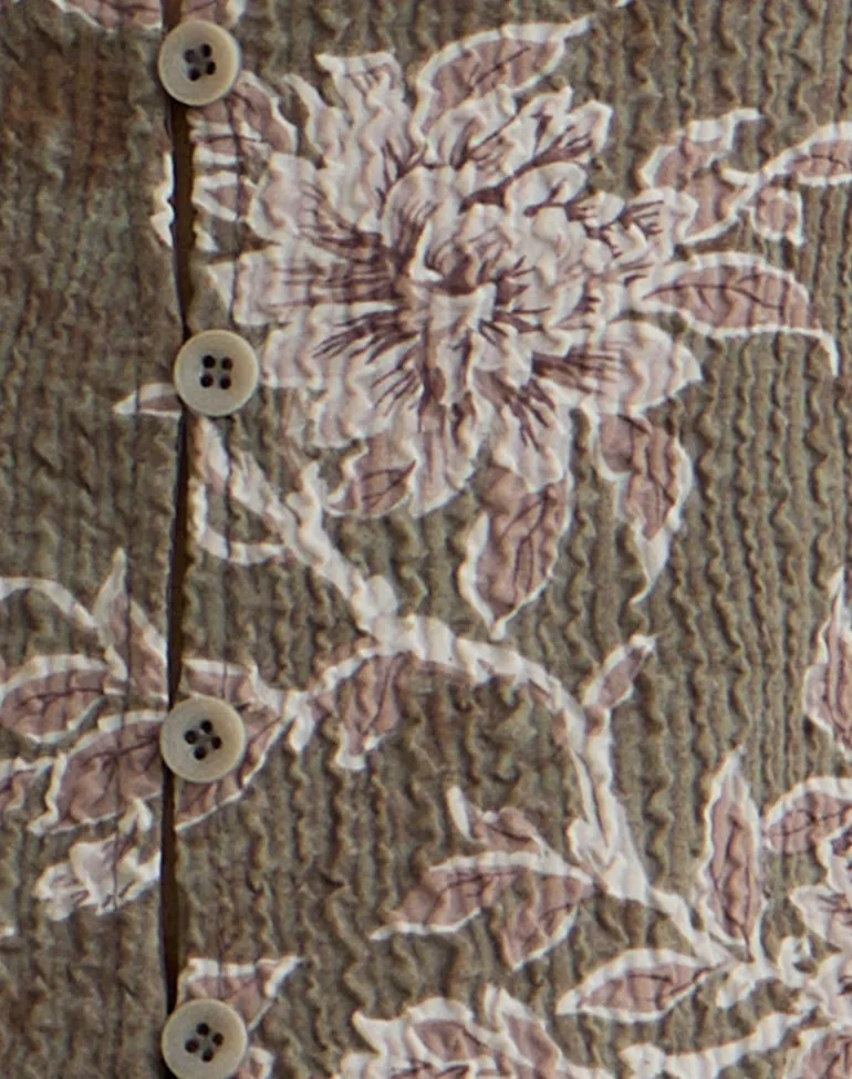 Yakova Blouse in Woven Floral Green