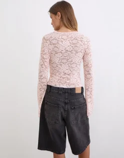 Yamuna Long Sleeve Top in Lace Soft Pink