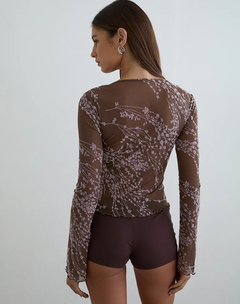 Yamuna Long Sleeve Top in Moonlit Blossom Brown