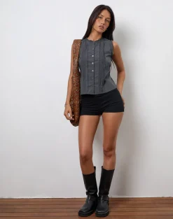 Yara Blouse in Poplin Charcoal Grey