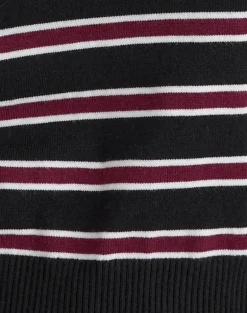 Yasra Jumper in Stripe Knit Black Burgundy
