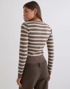 Yasra Jumper in Stripe Knit Brown and Yellow