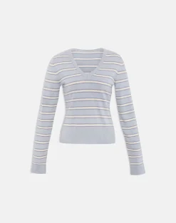 Yasra Jumper in Stripe Knit Cream Grey