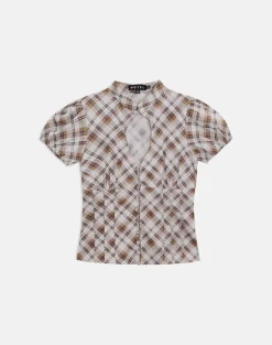 Yasuda Blouse in Angled Check Brown