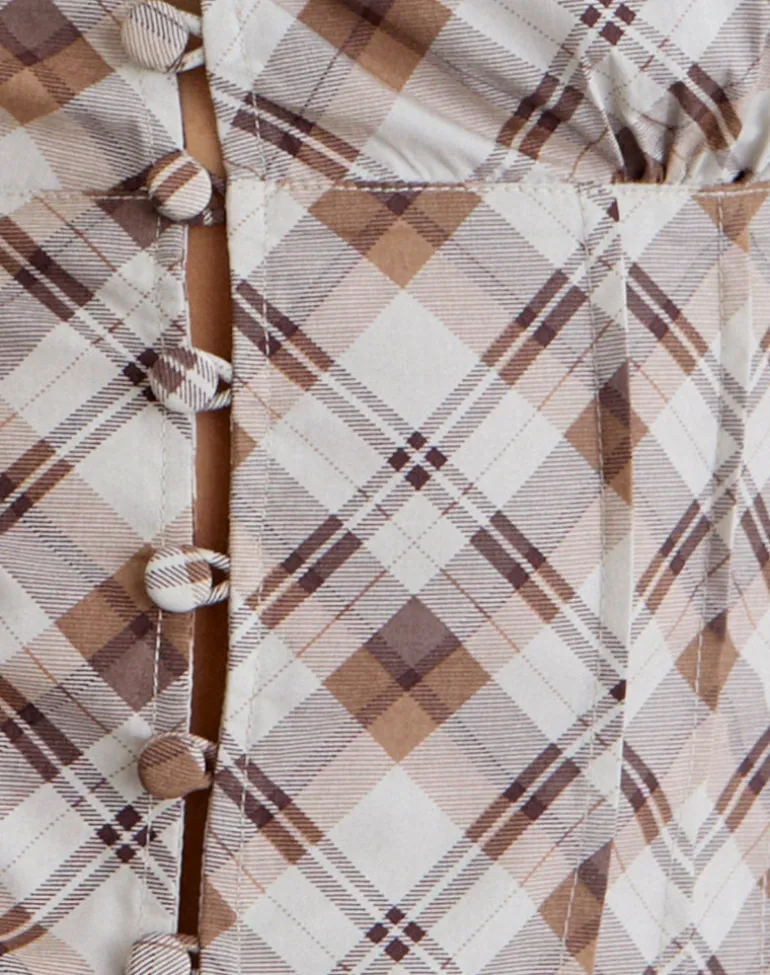 Yasuda Blouse in Angled Check Brown